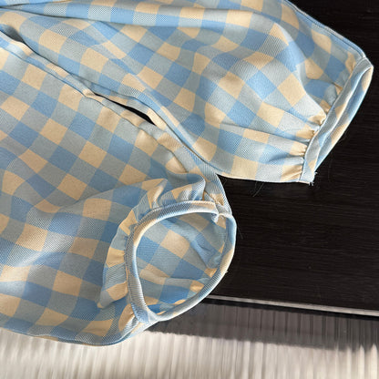Girls' Plaid Trousers Cute Set+Free Bag