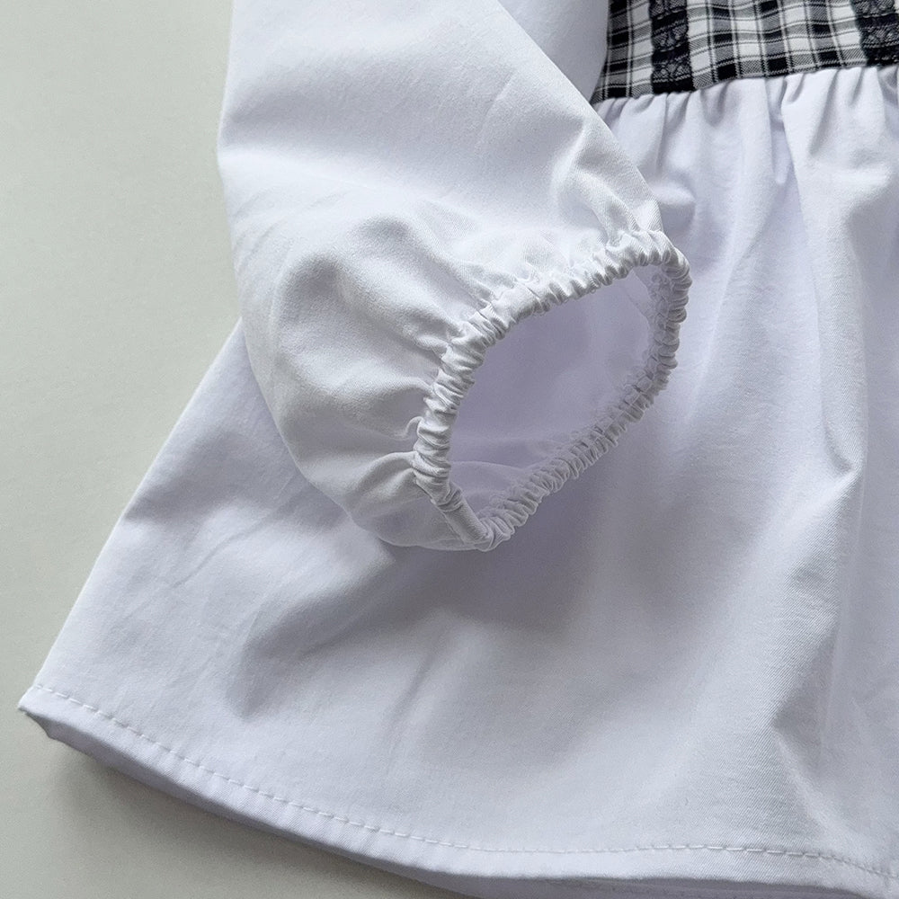 Girls' Classic Plaid Ruffle Lace Set
