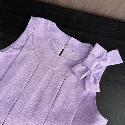 Girls' Bow-knot Top+shorts 2PCS Casual Set