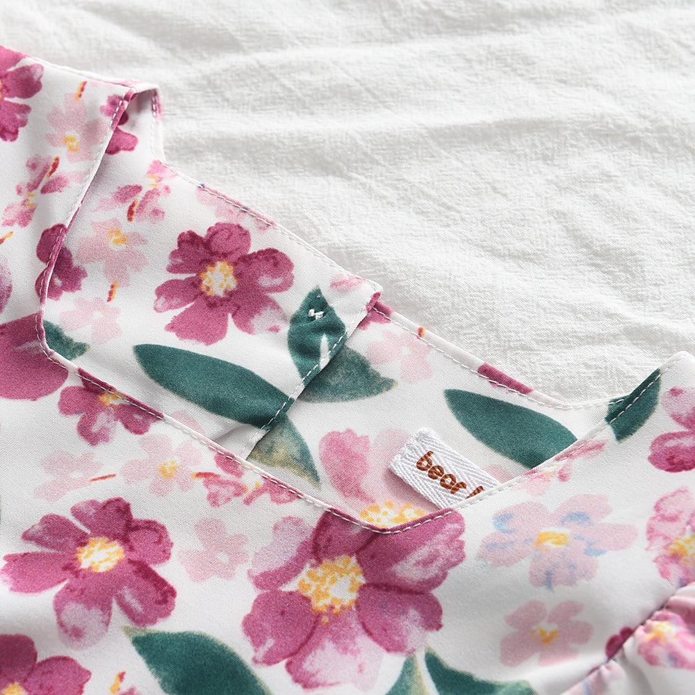 Girls' Floral Printing Vacation Dress