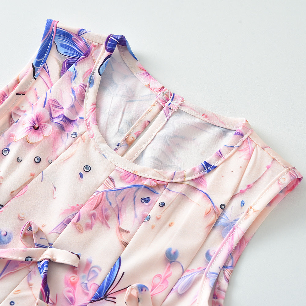 Girls' Butterfly Printing Bow-knot Set
