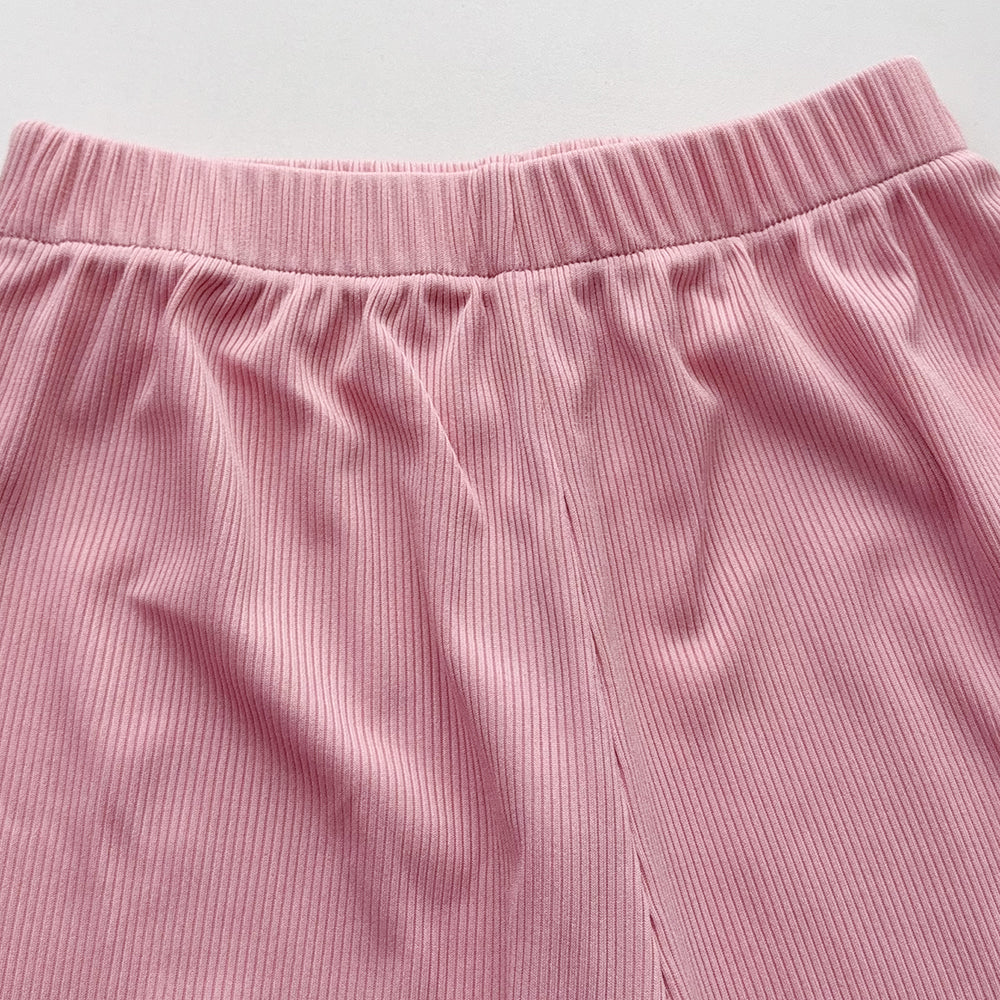 Wrinkle Bow Ruffle Vest+Wide Leg Trousers Elegant Girls' Set