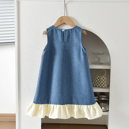 Cute Bow Girl Outfit Ruffle Girls' A-line Dress