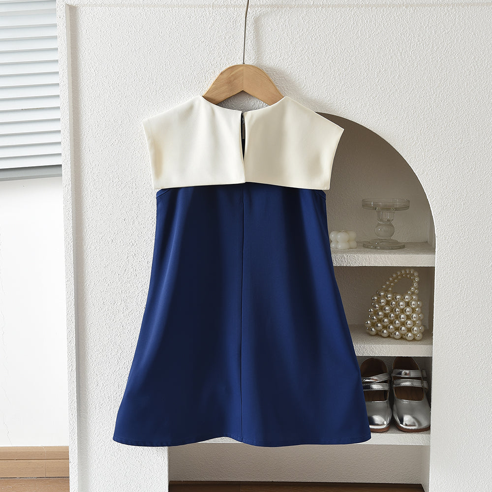 Big Bow Collar City Fashion Girls' A-line Dress for 2-8-Year-Old Girls