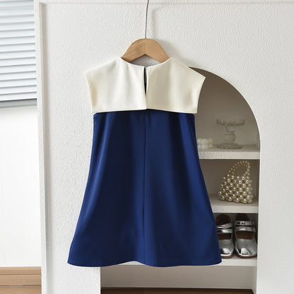 Big Bow Collar City Fashion Girls' A-line Dress for 2-8-Year-Old Girls