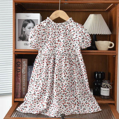 Short Sleeveless Summer Outfit Bow Girls' Floral Dress