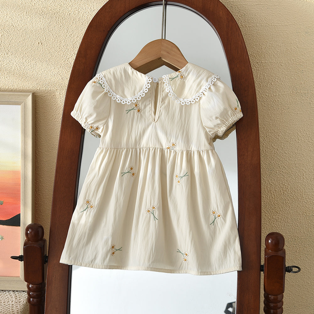 Daisy Embroidery Baby Outfit Cute Baby Girls' Dress