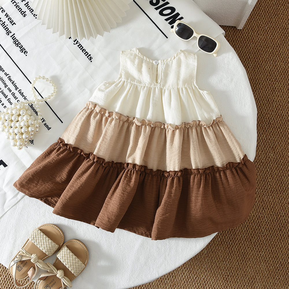 Multi-color Patchwork Lace Sleeveless Baby Girls' Dress