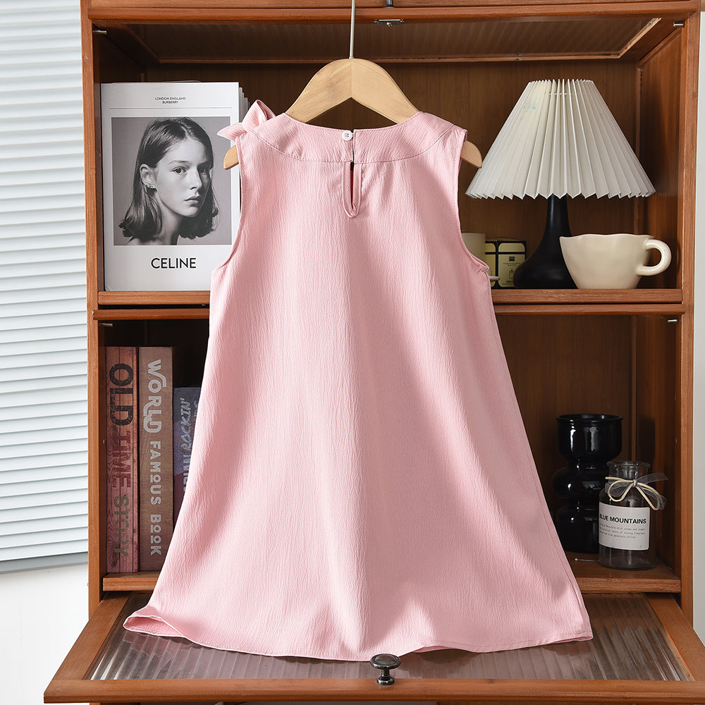 Simple Style Sleeveless Girls' Bow Dress
