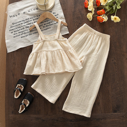 Strawberry Lace Sun-top Comfy Trousers 100% Cotton Girls' Set