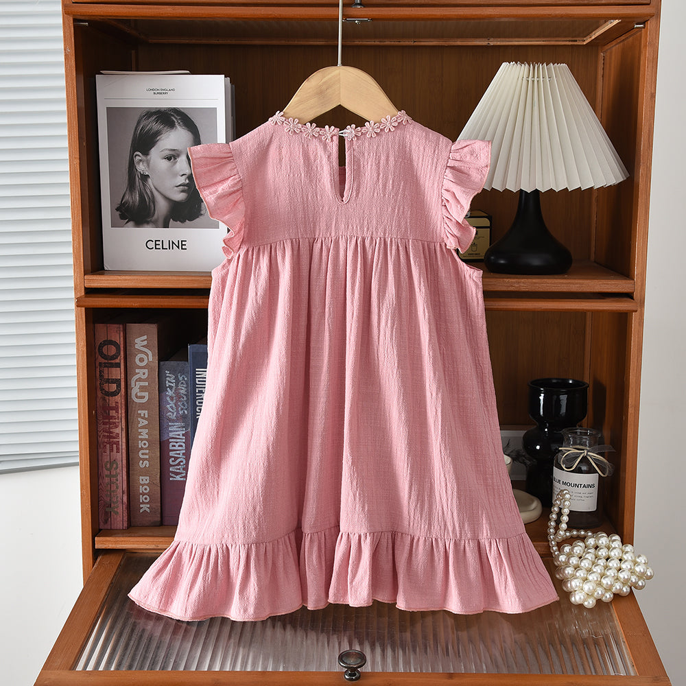 Floral Embroidery 3-8 Year Girls Garden Outfit 100% Cotton Girls' Dress