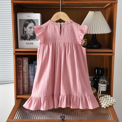 Floral Embroidery 3-8 Year Girls Garden Outfit 100% Cotton Girls' Dress