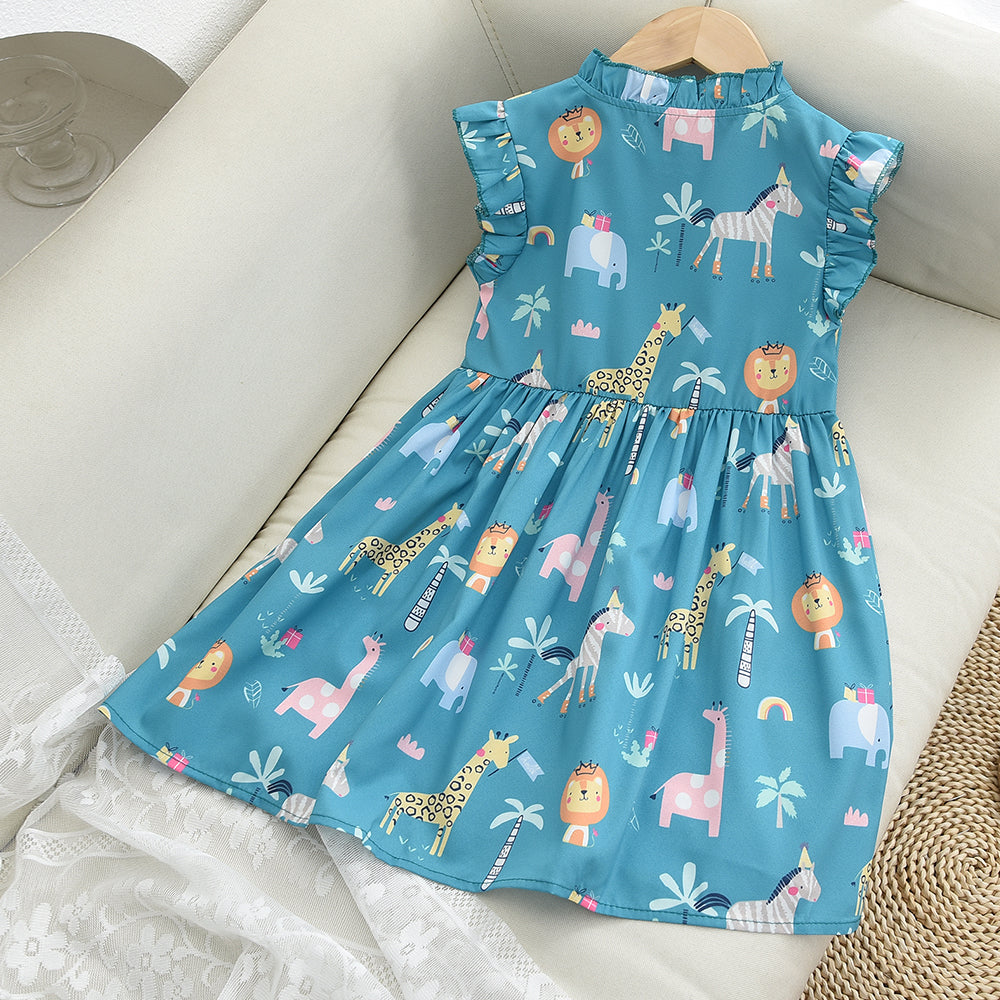 Girls' Cartoon Printing Cute Dress