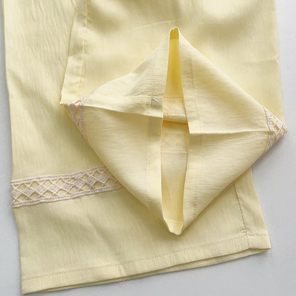 Floral Lace Vest+Wide Leg Pants Elegant Girls' Set