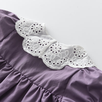 Girls' Floral Collar Cute Dress