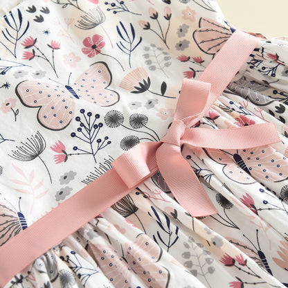 Girls' Belt Floral Printing Casual Dress