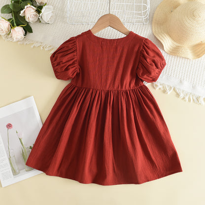 Girls' 100% Cotton Simple Style Casual Dress