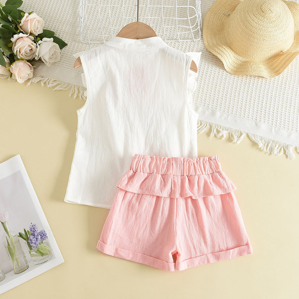 Girls' Floral Embroidery Ruffle Top+Shorts Set – Bear Leader