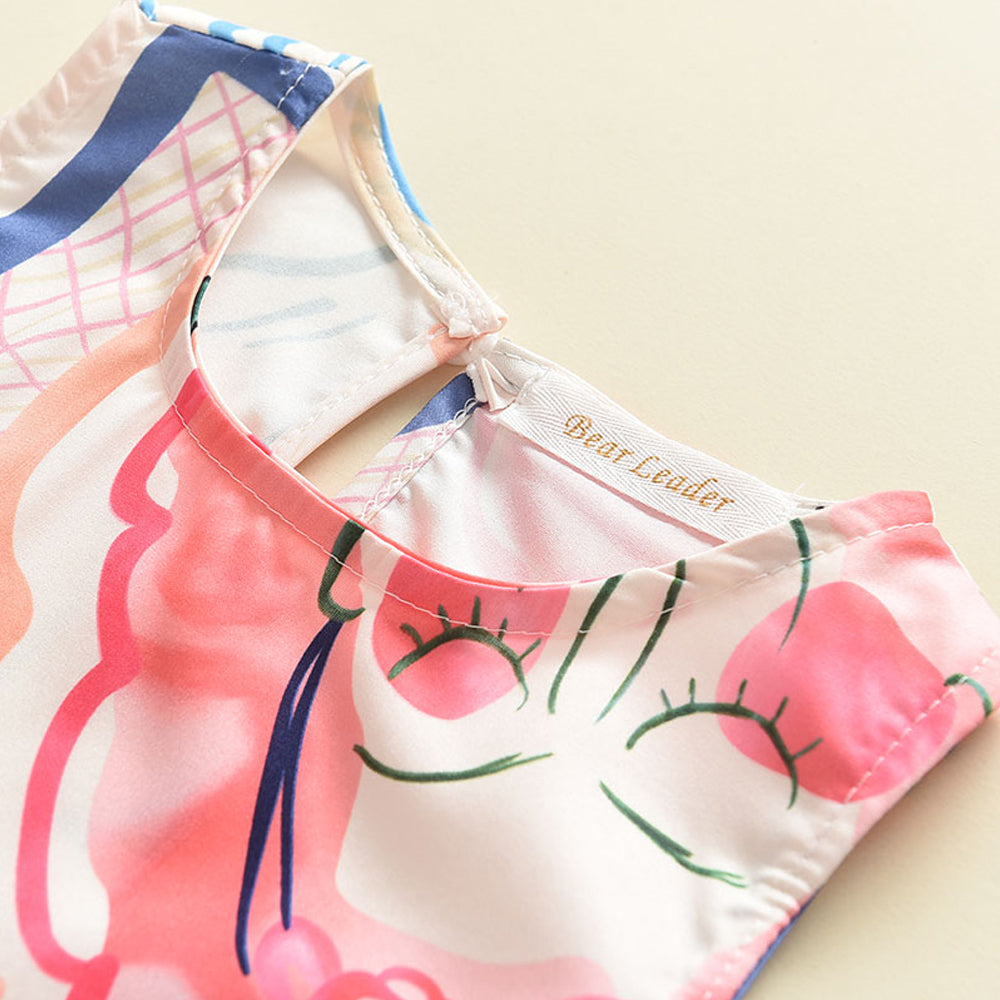 Girls' Sleeveless Print Casual Dress