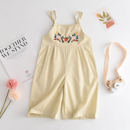 Girls' Embroidery 100% Cotton Jumpsuit