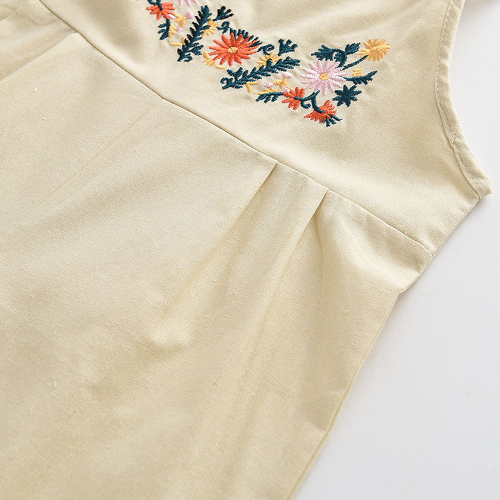 Girls' Embroidery 100% Cotton Jumpsuit