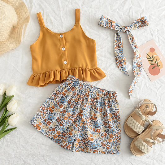 Girls' Floral Printing vacation set