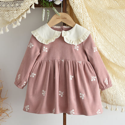 Baby Girls' Flower Embroidery Seasonal Fashion Dress