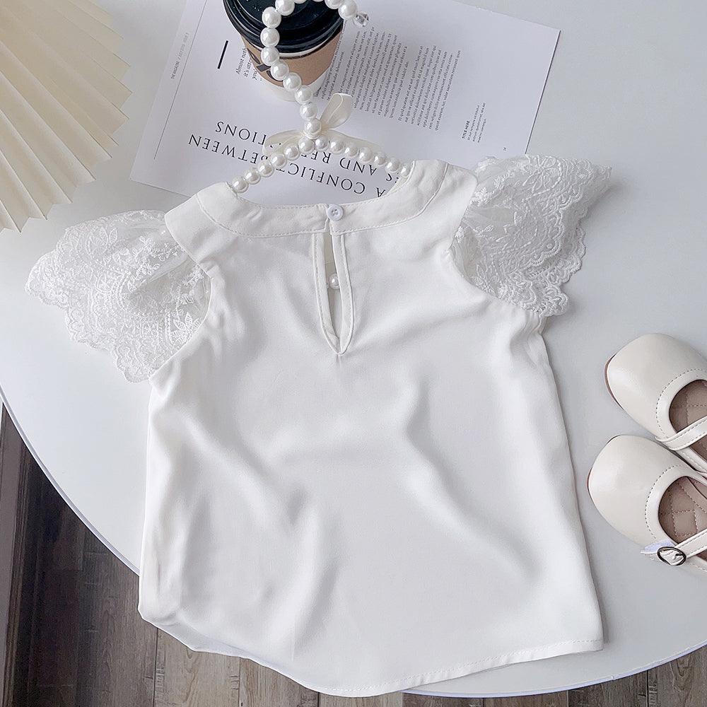 Girls' Lace Short Sleeve Top