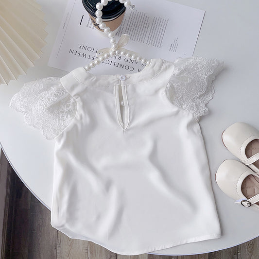 Girls' Lace Short Sleeve Top
